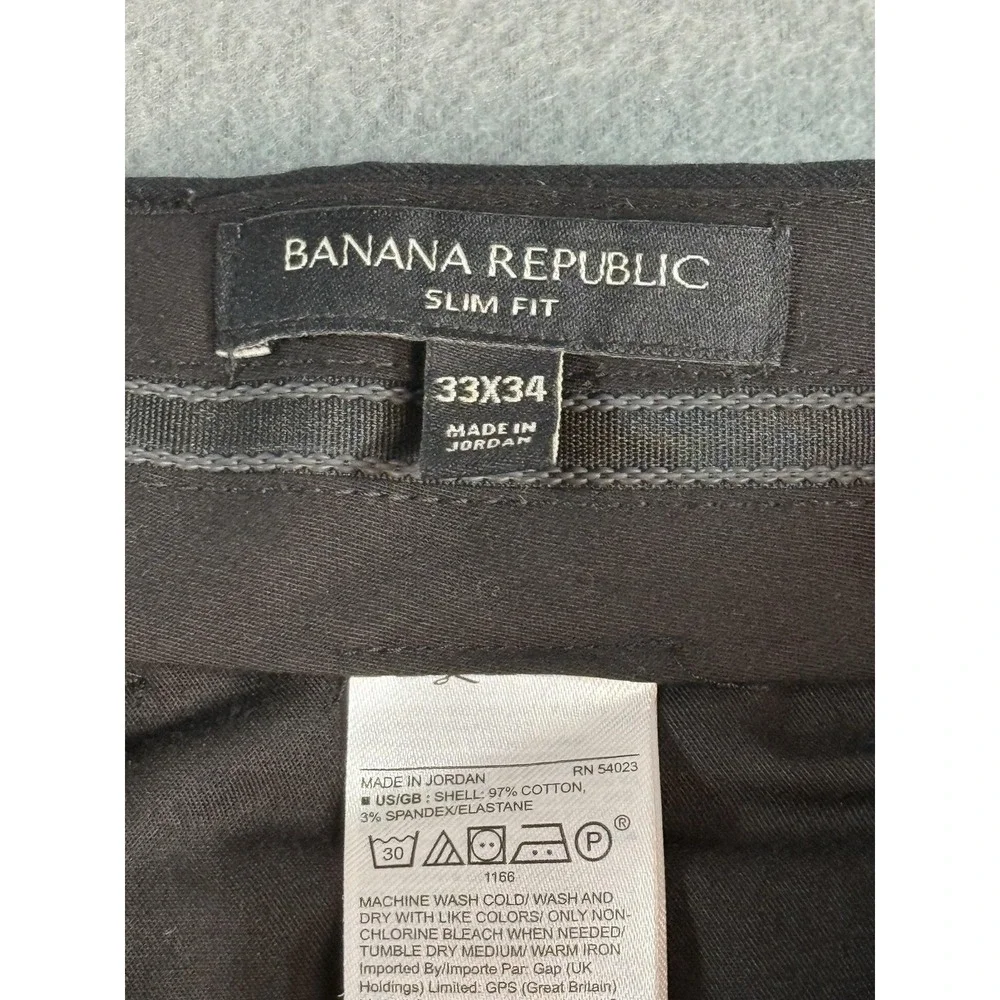 Banana Republic Pants Mens 33x34 Black Slim Fit Stretch Chino Straight Casual